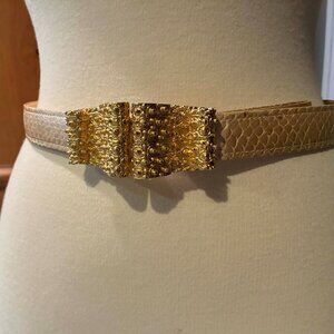 Vintage REPTILE Pearlized Snakeskin 80s Designer Belt